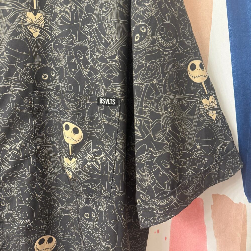 RSVLTS Disney Nightmare Before Christmas Halloween Bone Daddy Button Down Shirt - Picture 8 of 15